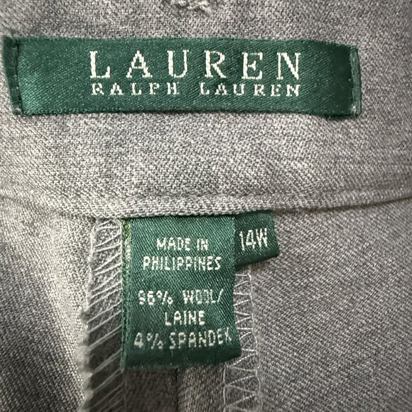 Lauren Ralph Lauren Pants Women's 14W High Rise Gray Trousers Pockets Wool - Picture 7 of 16